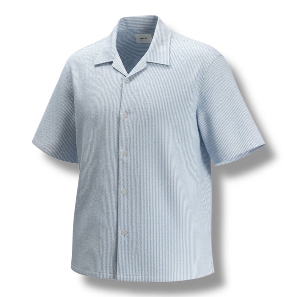 Classic Men's Short-Sleeve Button Down Shirt - Light Blue